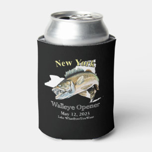 Custom Lake and Date New York Walleye Opener Can Dosenkühler