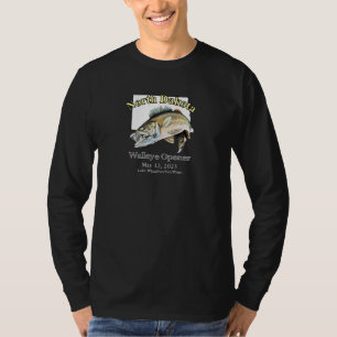 Custom Lake and Date North Dakota Walleye Opener T-Shirt