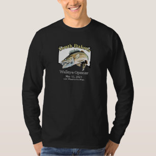 Custom Lake and Date South Dakota Walleye Opener T-Shirt