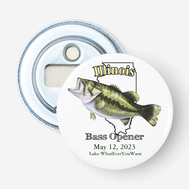 Custom Lake/Date Illinois Bass Opener Flaschenöffner (Vorderseite)