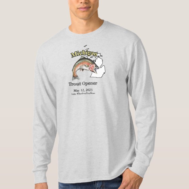 Custom Lake/Date Michigan Fout Opening Light T-Shirt (Vorderseite)