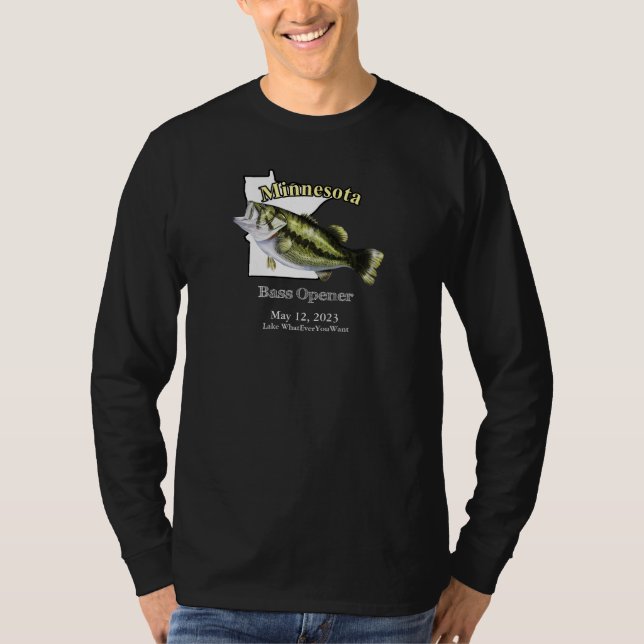 Custom Lake/Date Minnesota Bass Opener Dark T-Shirt (Vorderseite)
