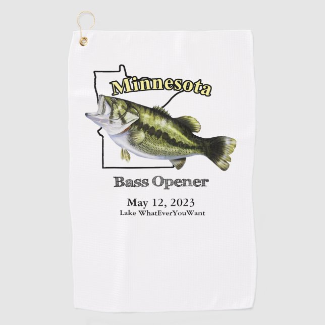 Custom Lake/Date Minnesota Bass Opener Handtuch (Vorderseite)