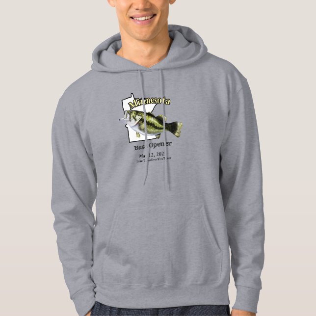 Custom Lake/Date Minnesota Bass Openlight Hoodie (Vorderseite)