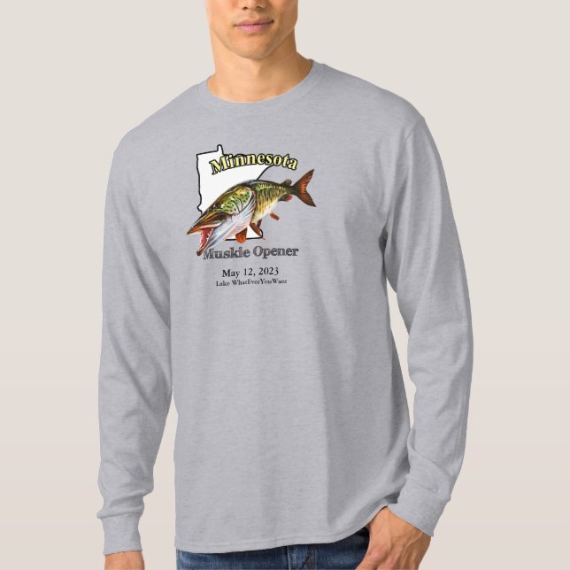 Custom Lake/Date Minnesota Muskie Opening Light T-Shirt (Vorderseite)