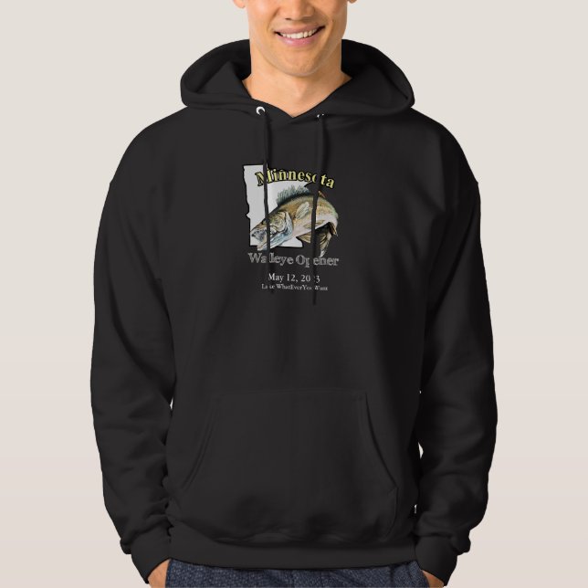 Custom Lake/Date Minnesota Walleye Opener Hoodie (Vorderseite)