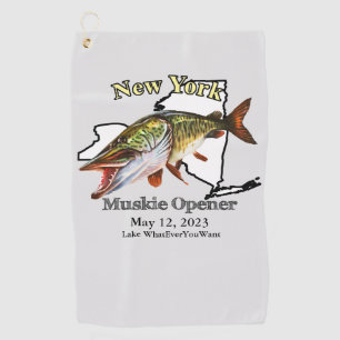 Custom Lake/Date New York Muskie Fischen Handtuch