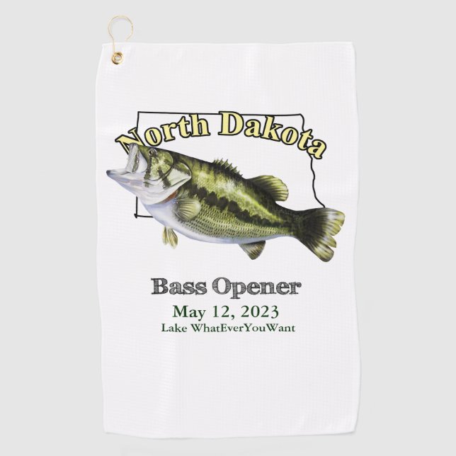 Custom Lake/Date North Dakota Basshandtuch Golfhandtuch (Vorderseite)