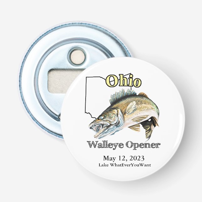 Custom Lake/Date Ohio Walleye Opener Flaschenöffner (Vorderseite)
