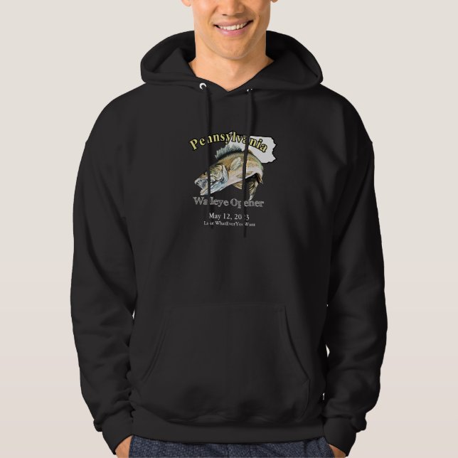Custom Lake/Date Pennsylvania Walleye Opener Dark Hoodie (Vorderseite)