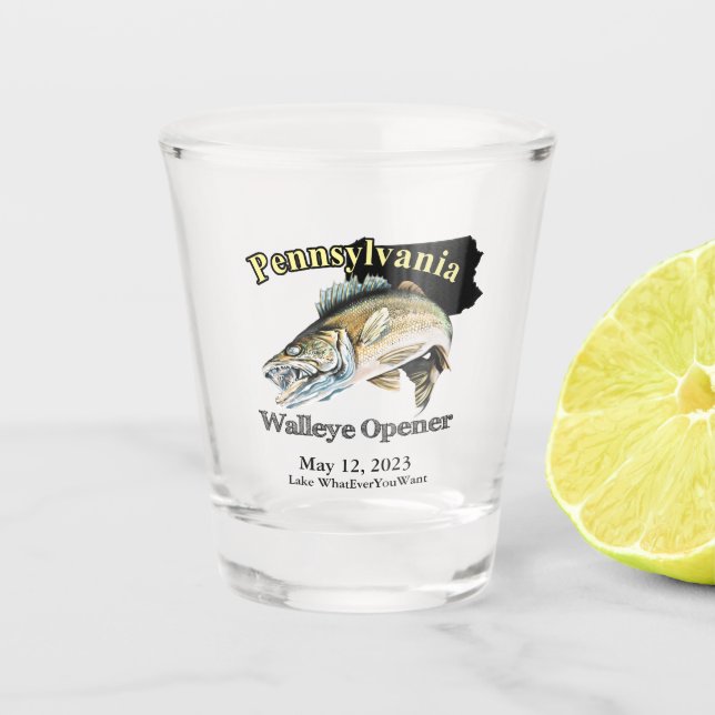 Custom Lake/Date Pennsylvania Walleye Opener Schnapsglas (Vorderseite)