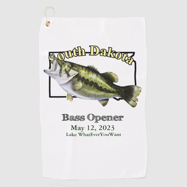 Custom Lake/Date South Dakota Basshandtuch Golfhandtuch (Vorderseite)