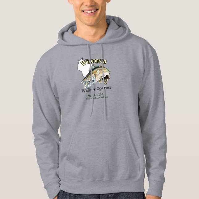 Custom Lake/Date Wisconsin Walleye Opener Hoodie (Vorderseite)
