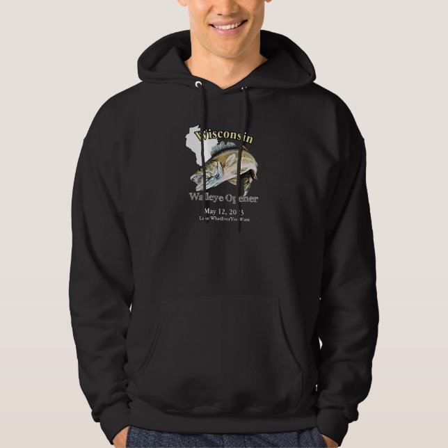Custom Lake/Date Wisconsin Walleye Opener Hoodie (Vorderseite)