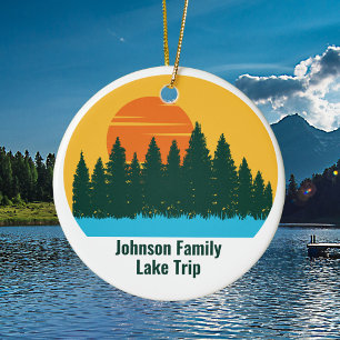 Custom Lake House Family Trip Niedlich Sunset Keramik Ornament