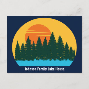 Custom Lake House Family Trip Sunset Postkarte