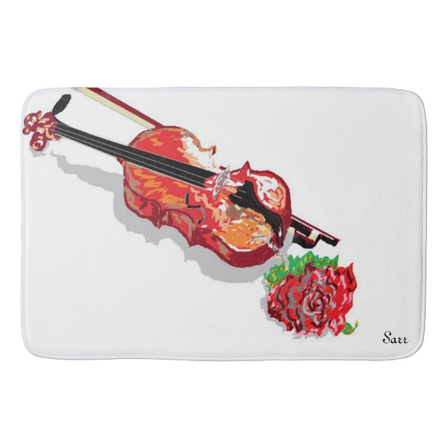 Custom Large Bath Mat Violin mit Rose Badematte (Vorderseite)