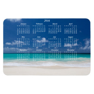 Custom Large Beach 2016 Magnetic Calendar 4x6 Magnet