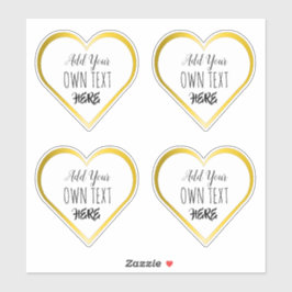 Custom Large Clear Gold Heart Stickers Aufkleber