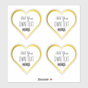 Custom Large Clear Gold Heart Stickers Aufkleber