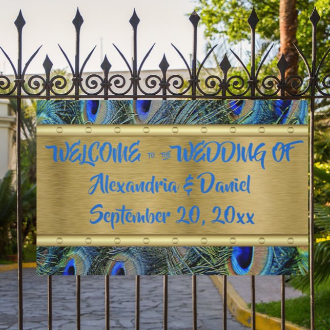 Custom Large Gold & Peacock Feather Welcome etc. Banner (Von Creator hochgeladen)