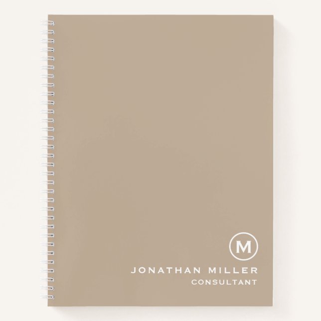 Custom Large Spiral Beige Hardcover 8,5" x 11" Notizbuch (Vorderseite)