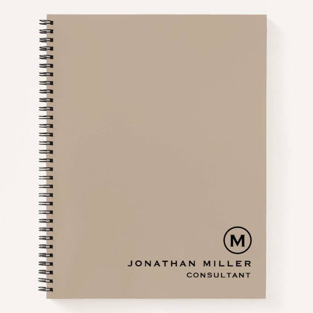 Custom Large Spiral Beige Hardcover 8,5" x 11" Notizbuch (Vorderseite)