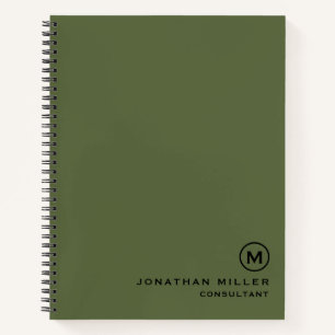 Custom Large Spiral Olive Hardcover 8.5" x 11" Notizbuch