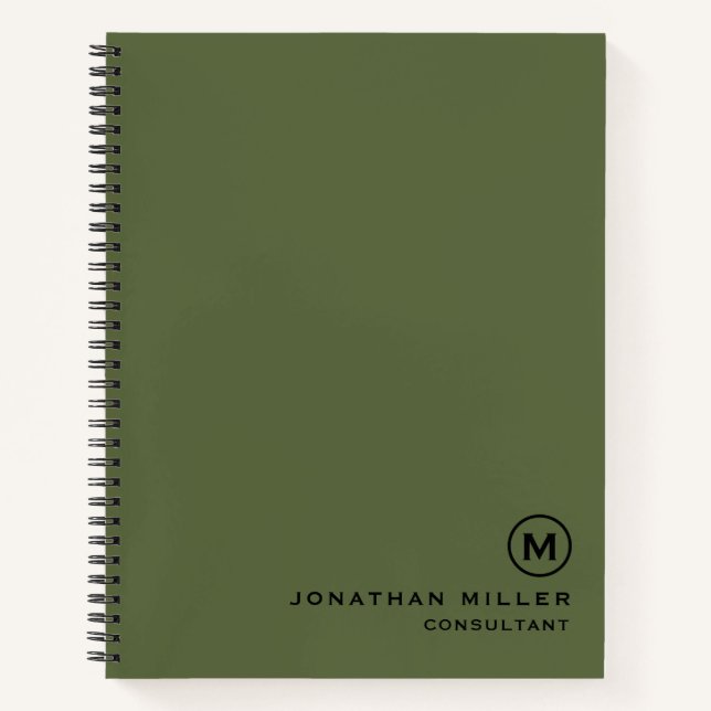 Custom Large Spiral Olive Hardcover 8.5" x 11" Notizbuch (Vorderseite)