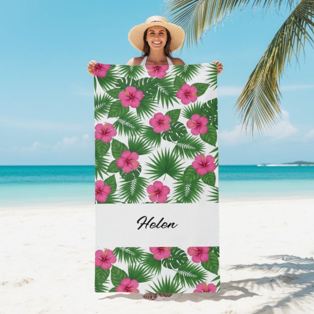 Custom Large Tropical Flower Beach Towel for Her Strandtuch (Von Creator hochgeladen)