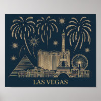 Custom Las Vegas Skyline Gold Line Kunst-Reise