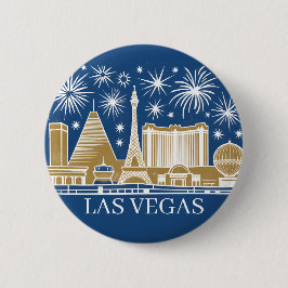 Custom Las Vegas Strip Skyline Minimalist Golden Button