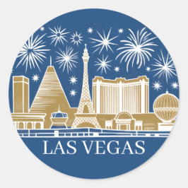 Custom Las Vegas Strip Skyline Minimalist Golden Runder Aufkleber