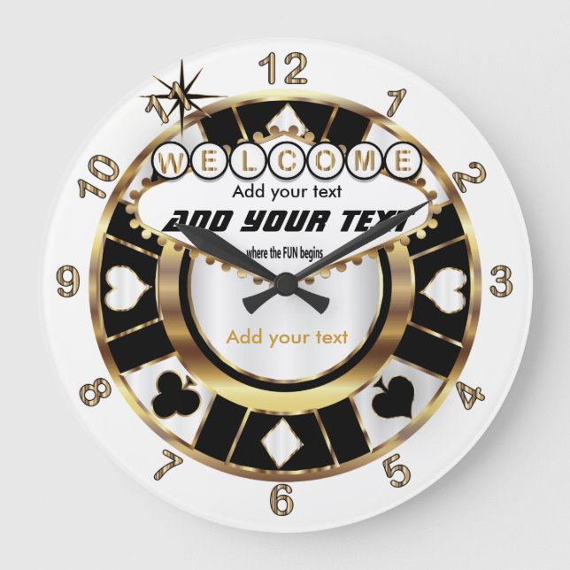 Custom - Las Vegas Style - Man Cave Große Wanduhr (Vorderseite)