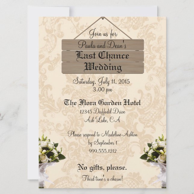 Custom Last Chance Hochzeiten Einladungen (Vorderseite)
