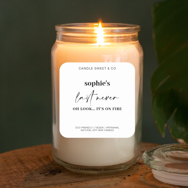 Custom Last Nerve Candle Funny Candle Quadratischer Aufkleber (Von Creator hochgeladen)