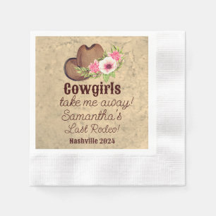 Custom Last Rodeo Rustikales Pink Floral Cowgirl Serviette
