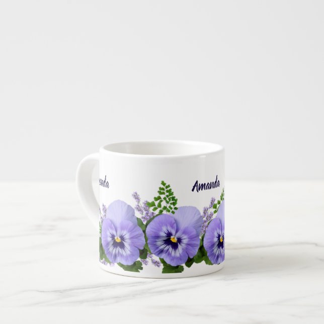 Custom Lavendel Pansy Blume Espresso Cup Espressotasse (Vorderseite Links)