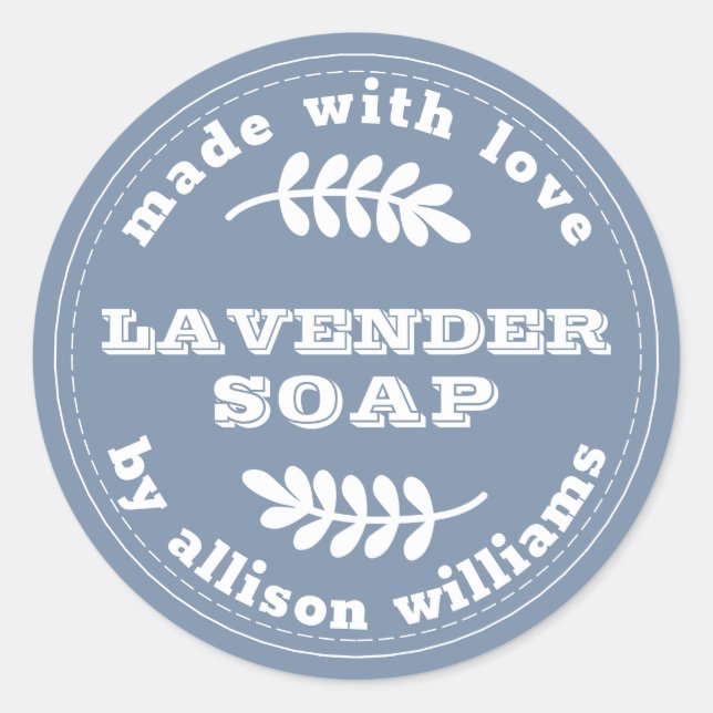 Custom Lavendel Soap Vintag Blue Runder Aufkleber (Vorderseite)