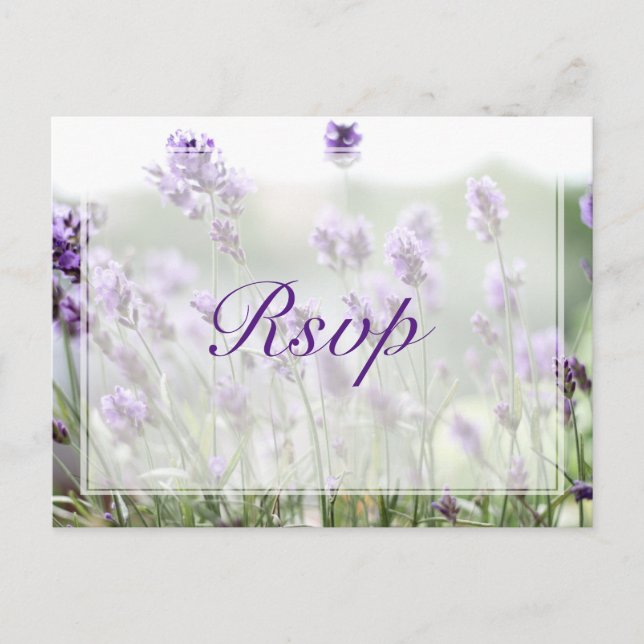 Custom Lavender Bohemisch Wedding RSVP Postkarten (Vorderseite)