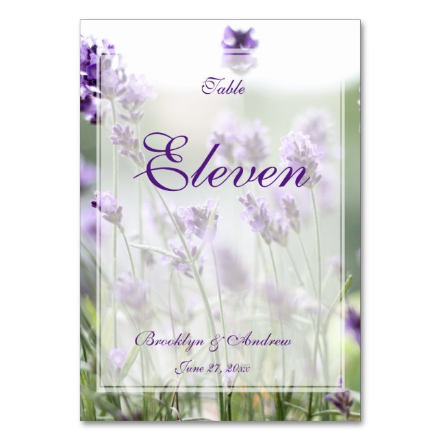 Custom Lavender Bohemische Hochzeitssliding-Tischn Tischnummer (Vorderseite)