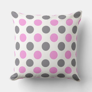 Custom Lavender Gray Large Polka Dot Pillow Kissen