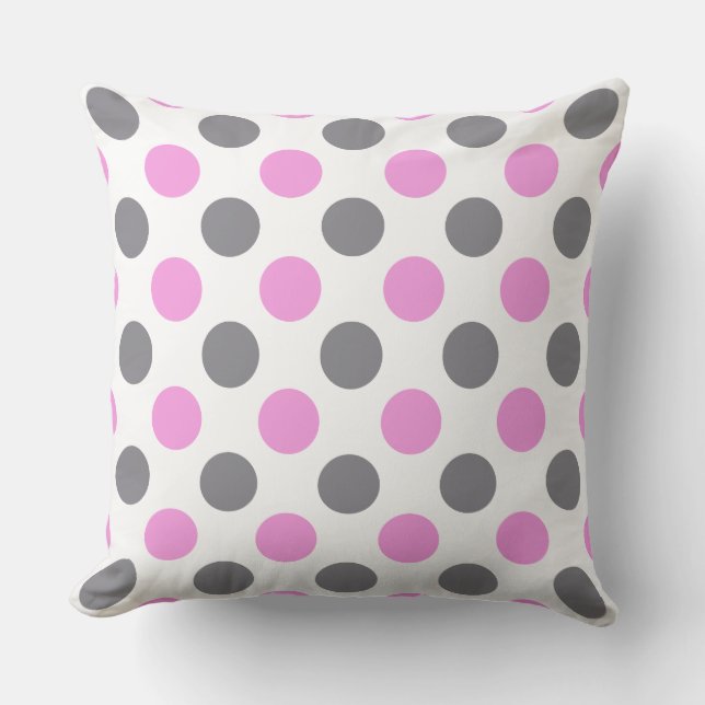 Custom Lavender Gray Large Polka Dot Pillow Kissen (Vorderseite)