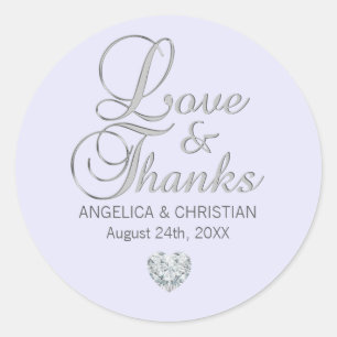 Custom Lavender Heart Wedding Liebe & Danke Runder Aufkleber