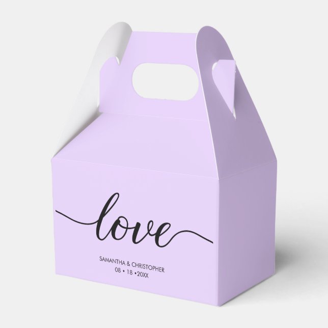 Custom Lavender Lila Minimale Liebe ScrIpt Wedding Geschenkschachtel (Vorderseite)