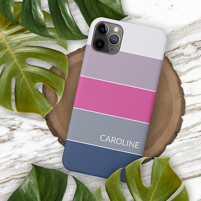 Custom Lavender Violet Dark Blue Pink Grau Streife Case-Mate iPhone Hülle (Von Creator hochgeladen)