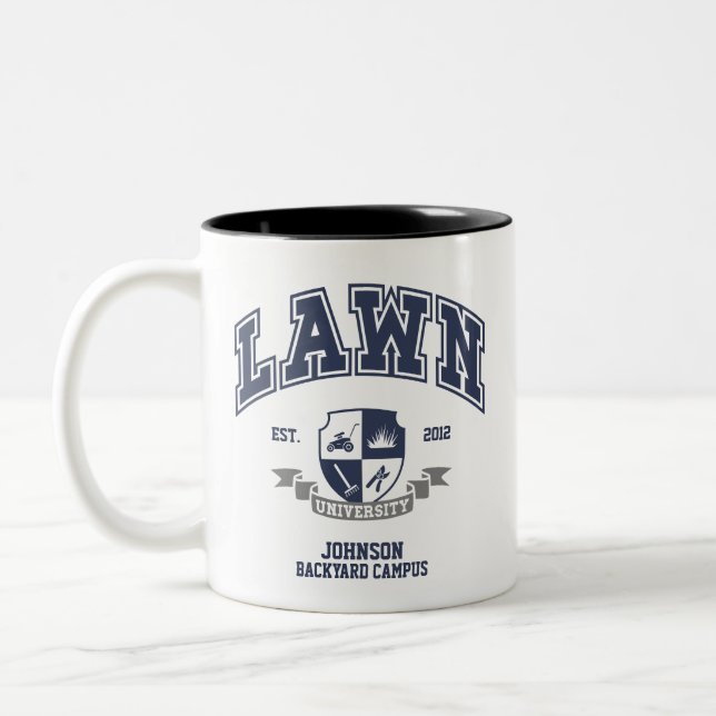 Custom Lawn Mowing Funny Yard Arbeit für Vater Opa Zweifarbige Tasse (Links)