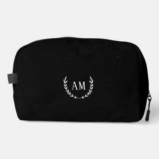 Custom Leaf Monogram, black  Waschbeutel (Vorderseite)