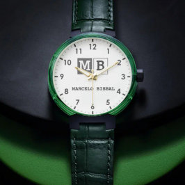 Custom Leather Personalized Name & Initials Gift Armbanduhr