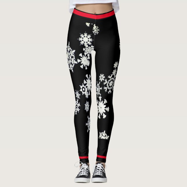 CUSTOM LEGGINGS SNOWFLAKE MIT ROT (Vorderseite)